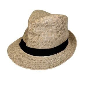 Pollywood Panama Sun Hat Mens 22” Tan Straw Woven Banded Summer Beach Classic